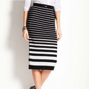 Ann Taylor Striped Black and Cream Women's Knit Skirt